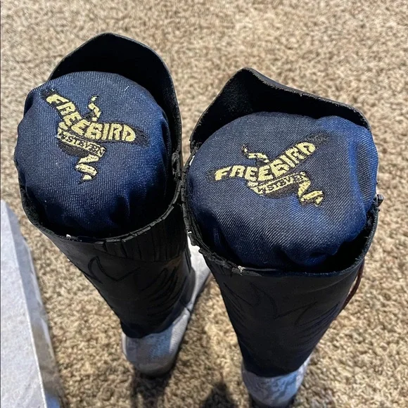 Freebird By Steven Whisper Tall Boots  In Black Snake - Picture 7 of 16